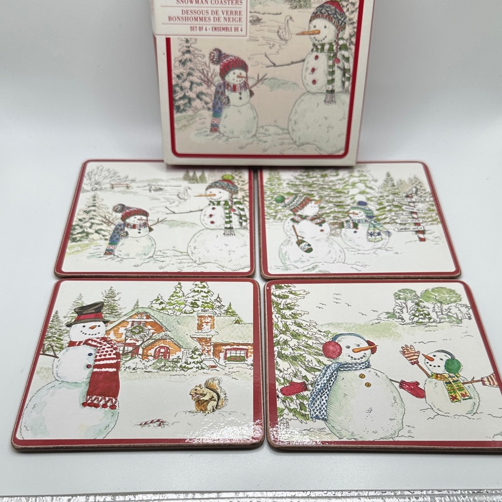 Williams Sonoma Festive Snowman Coasters Set - Picture 2 of 6